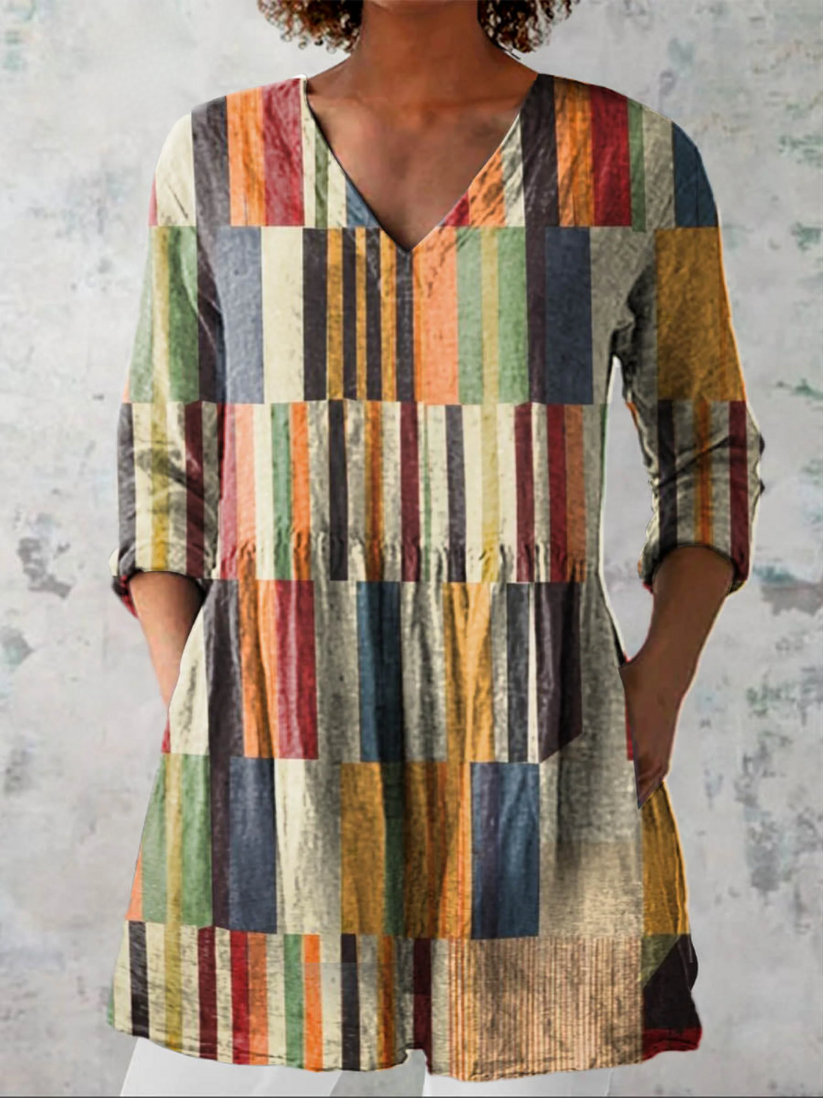 NERINA - LONG BLOUSE WITH V-NECK