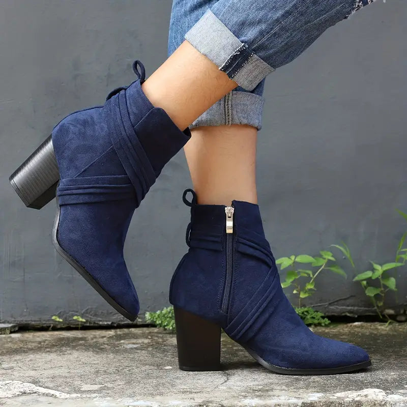CALANTHA | SIDE ZIP CHUNKY BOOTS FOR WOMEN