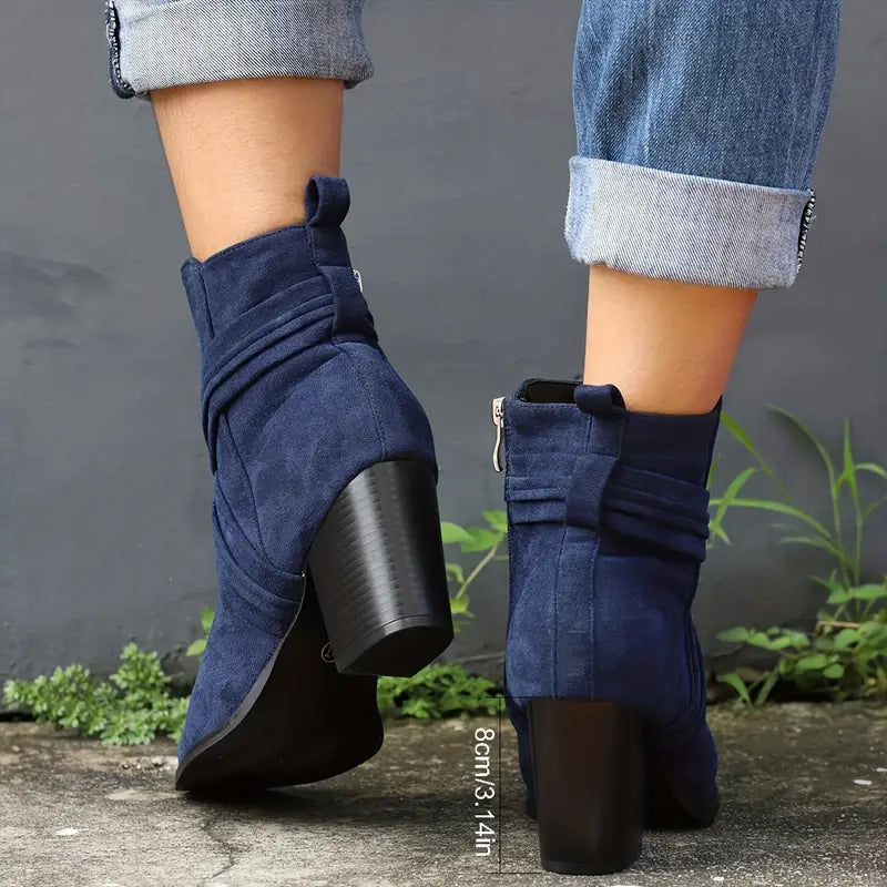CALANTHA | SIDE ZIP CHUNKY BOOTS FOR WOMEN