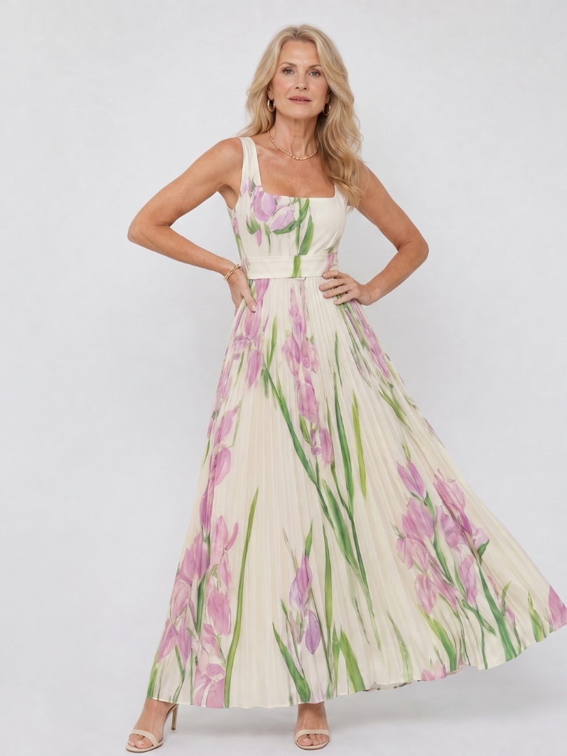 ASHLEY | SLEEVELESS SATIN MIDI DRESS FOR WOMEN