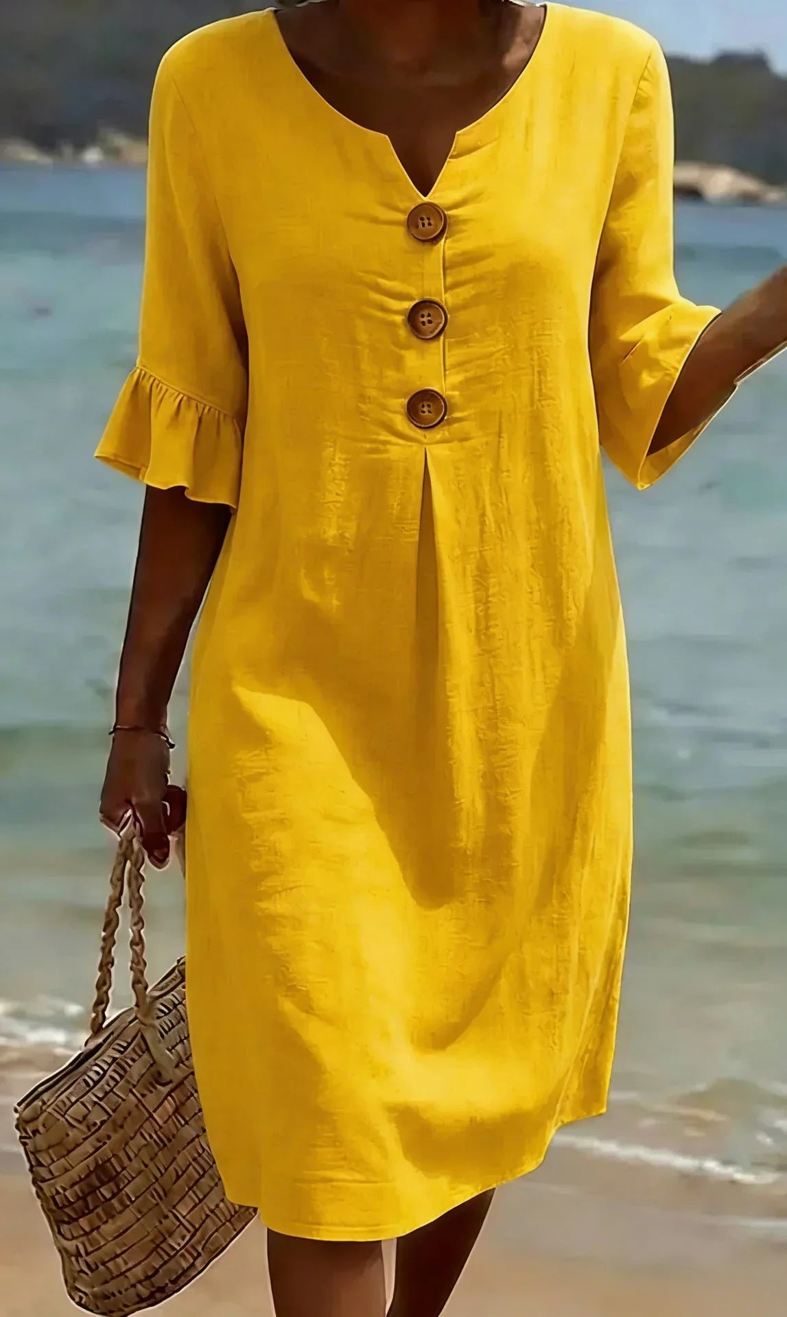 VANESA | TEXTURED LINEN DRESS FOR WOMEN