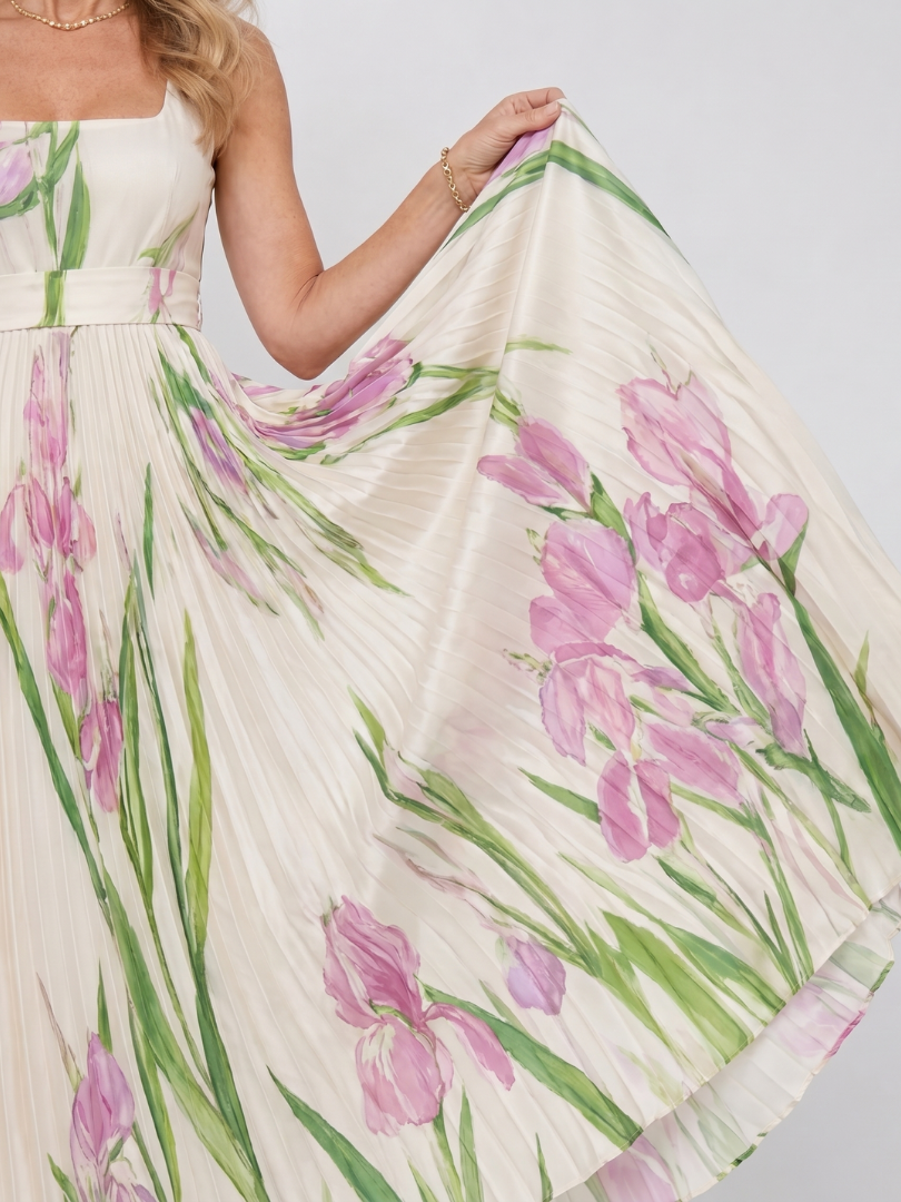 ASHLEY | SLEEVELESS SATIN MIDI DRESS FOR WOMEN