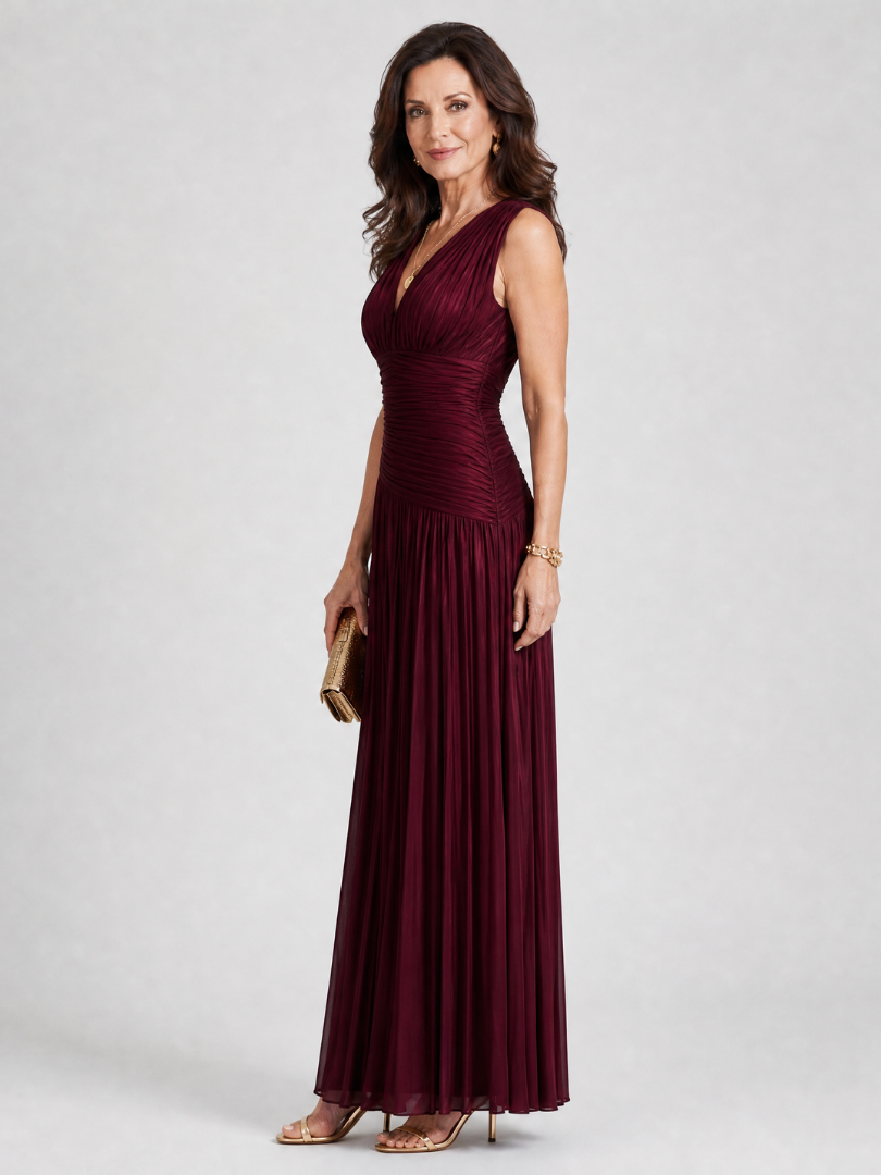 LEMAR | SLEEVELESS V-NECK MIDI DRESS FOR WOMEN