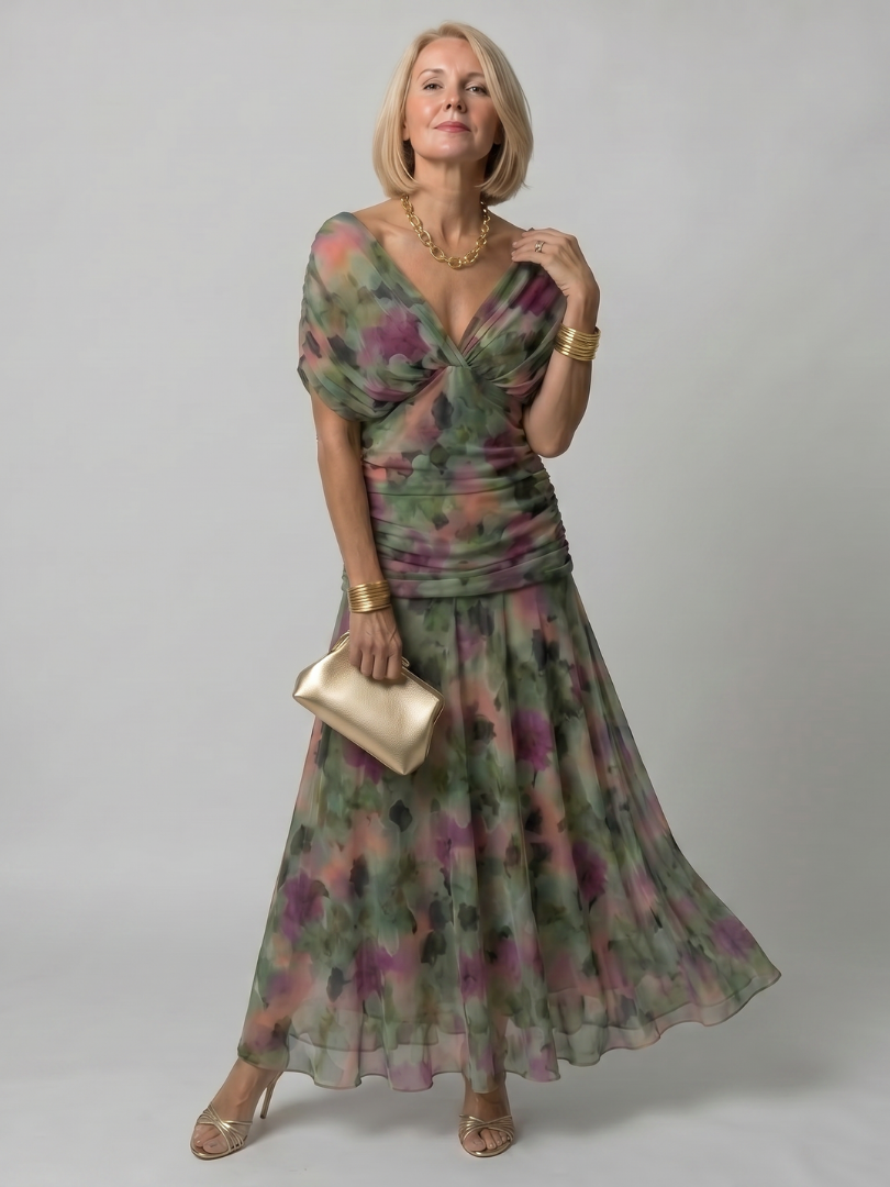 CALEN - OFF SHOULDER FLOW MIDI DRESS