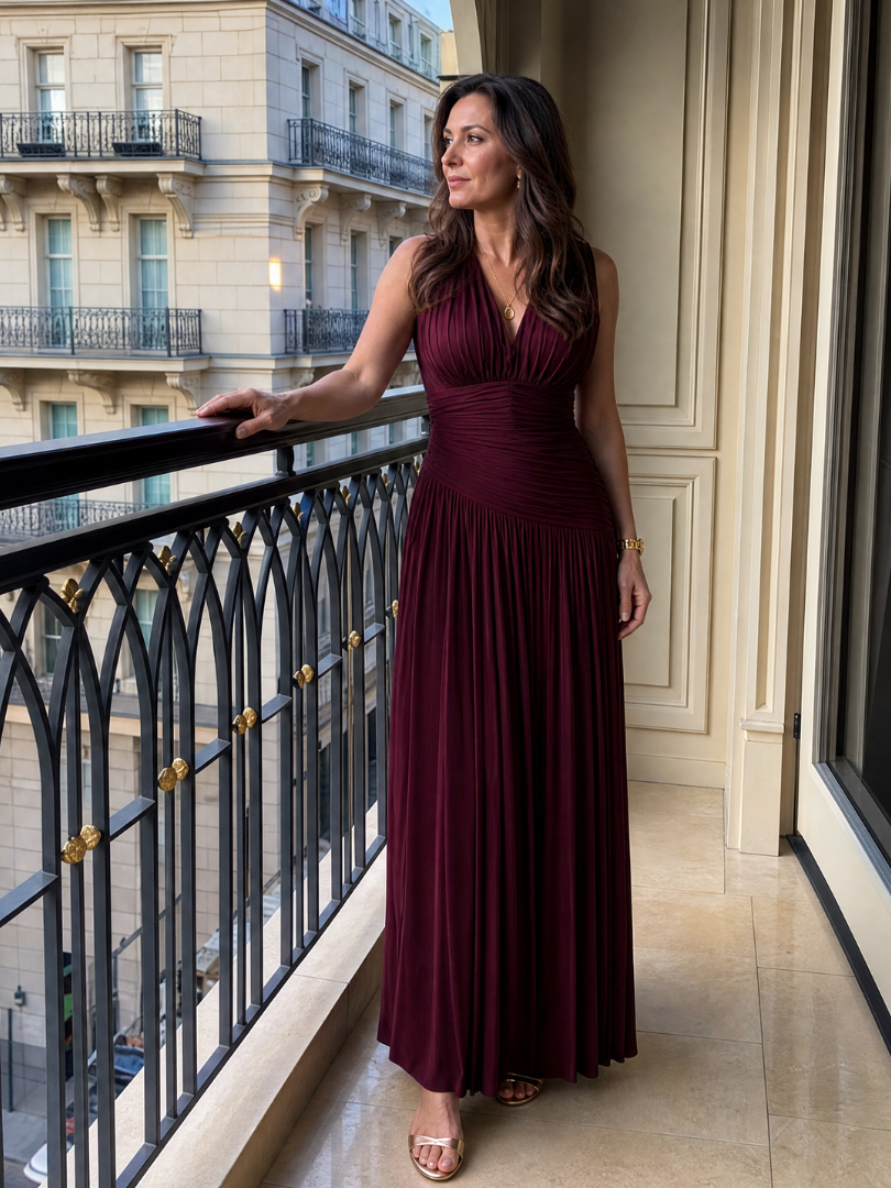 LEMAR | SLEEVELESS V-NECK MIDI DRESS FOR WOMEN