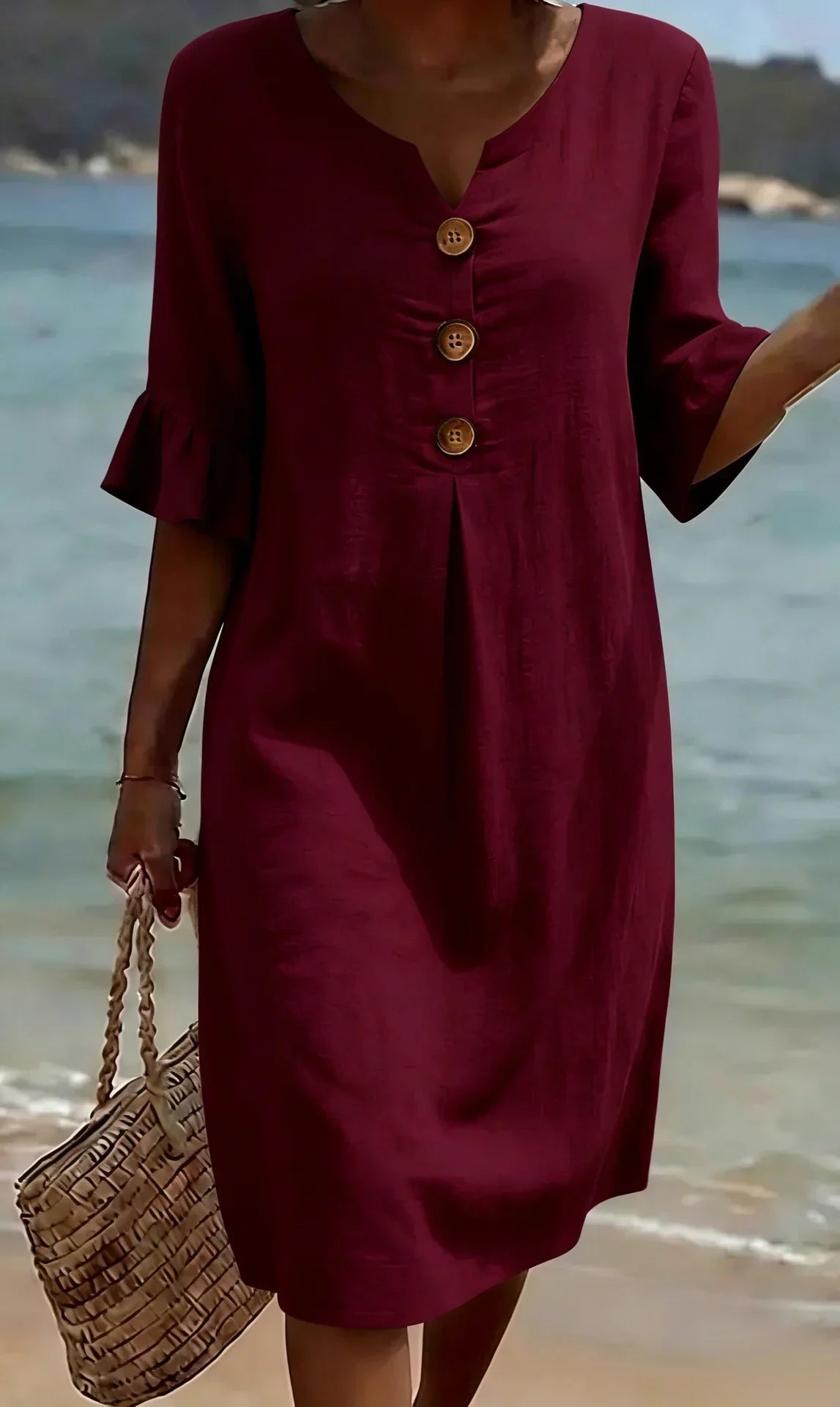 VANESA | TEXTURED LINEN DRESS FOR WOMEN