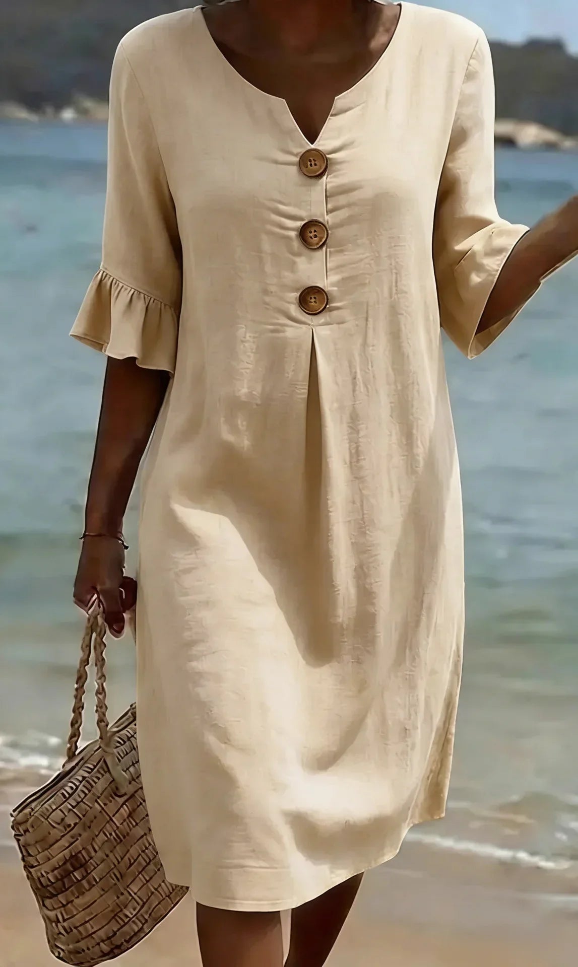 VANESA | TEXTURED LINEN DRESS FOR WOMEN