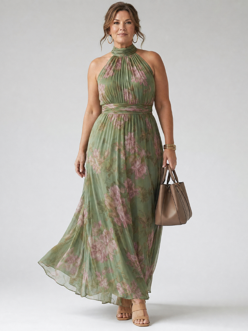 MIRELLE | RUFFLE HALTER DRESS FOR WOMEN