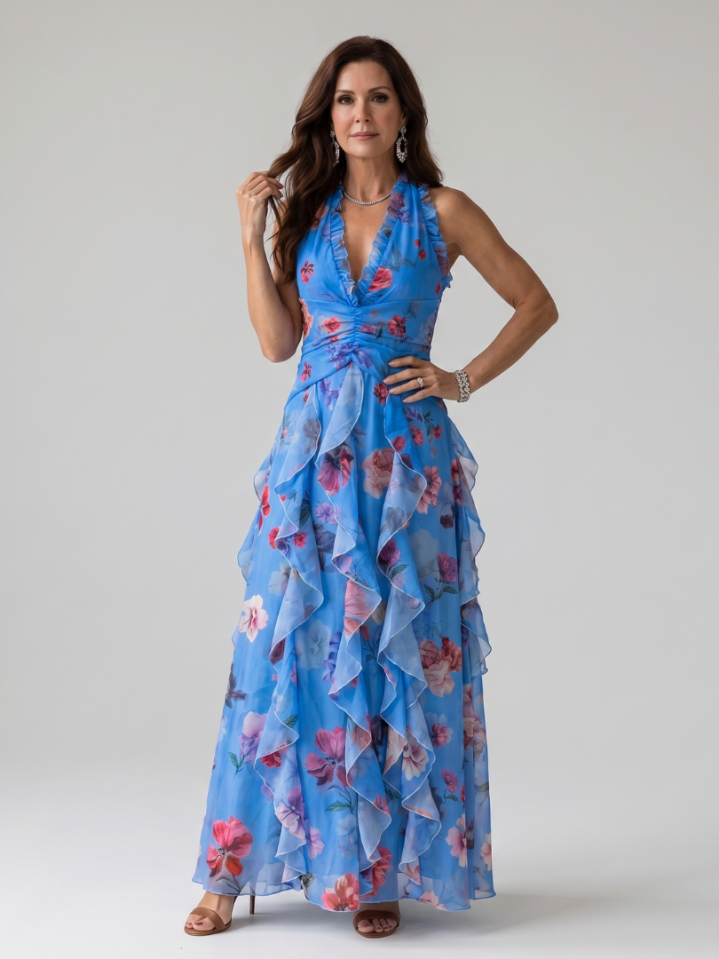 NORI | FLORAL HALTER MAXI DRESS FOR WOMEN