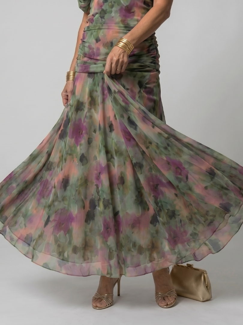 CALEN - OFF SHOULDER FLOW MIDI DRESS