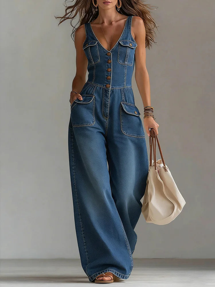 SOPHIE | WIDE-LEG DENIM JUMPSUIT FOR WOMEN
