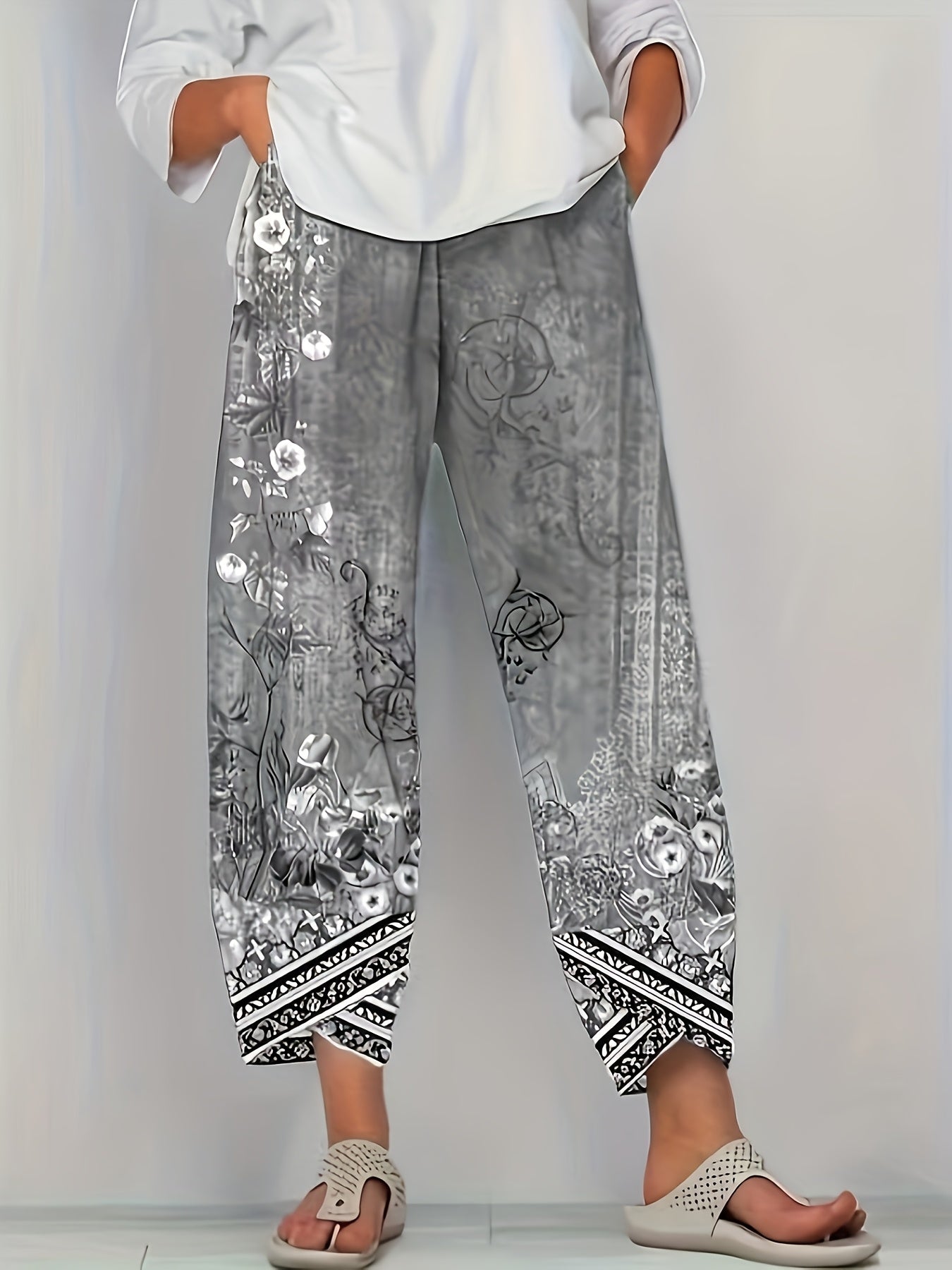 BRIELLE - BOTANICAL WIDE-LEG TROUSERS
