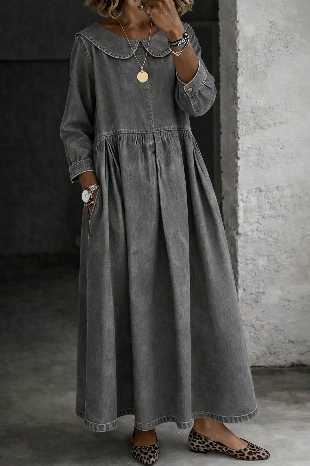 CLARA | PETER PAN DENIM DRESS FOR WOMEN