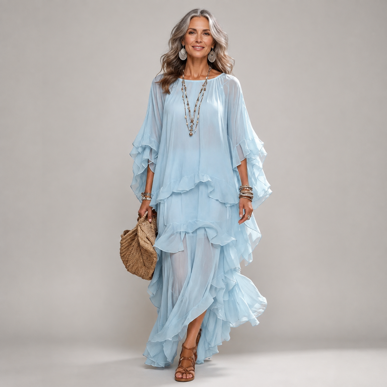 HAILEY | FLOWY RUFFLE MAXI DRESS FOR WOMEN