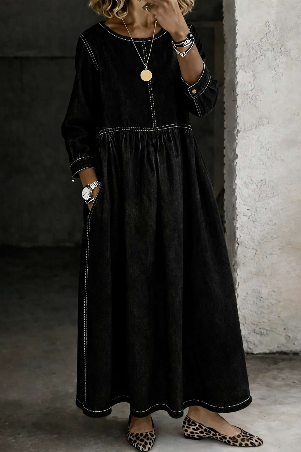 MELISSA | CLASSIC DENIM MIDI DRESS FOR WOMEN