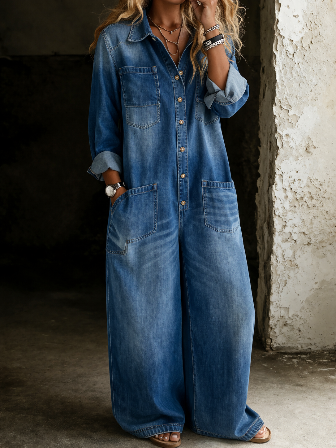 LENA | RELAXED DENIM JUMPSUIT FOR WOMEN