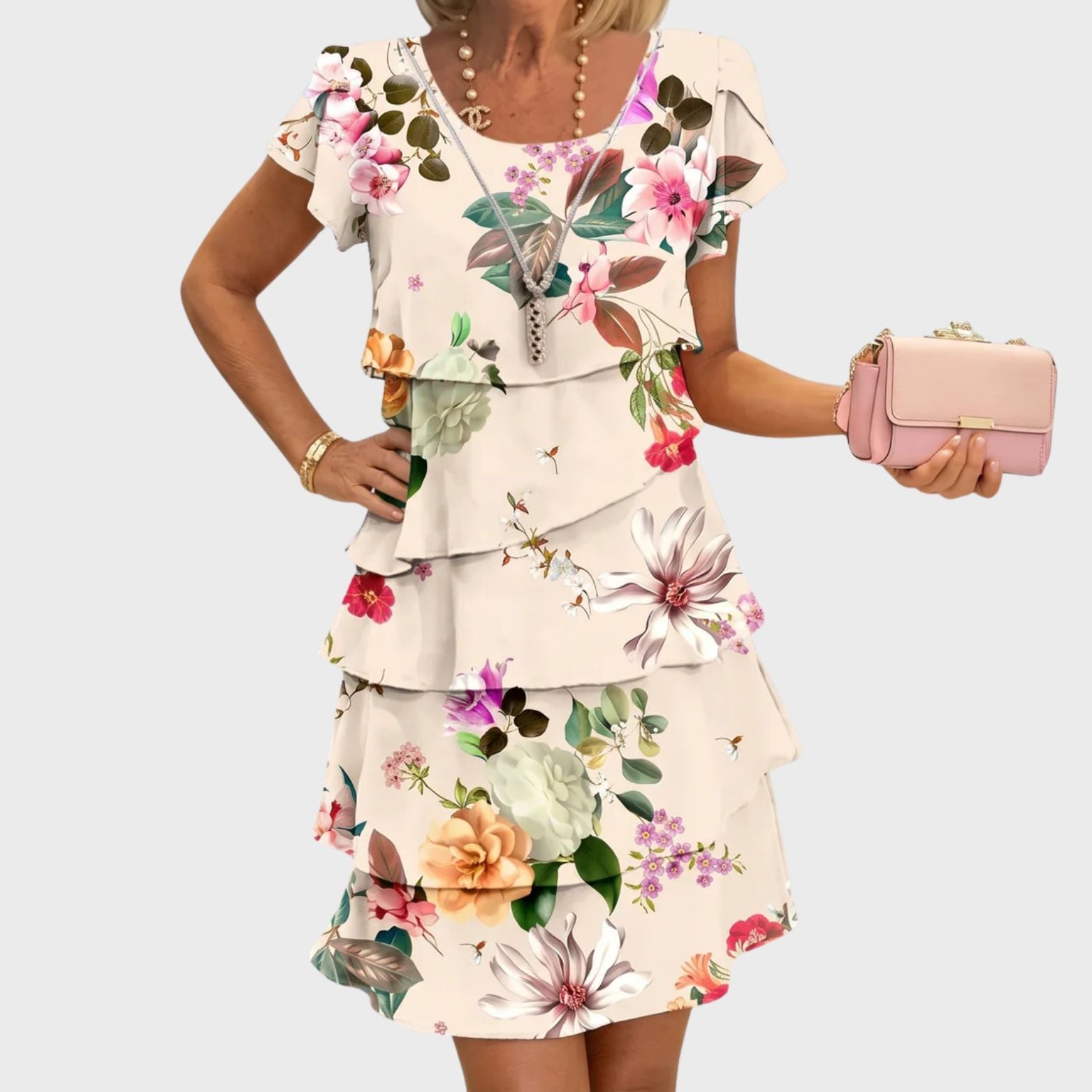 HELENA - FLORAL RUFFLE COMFORT DRESS
