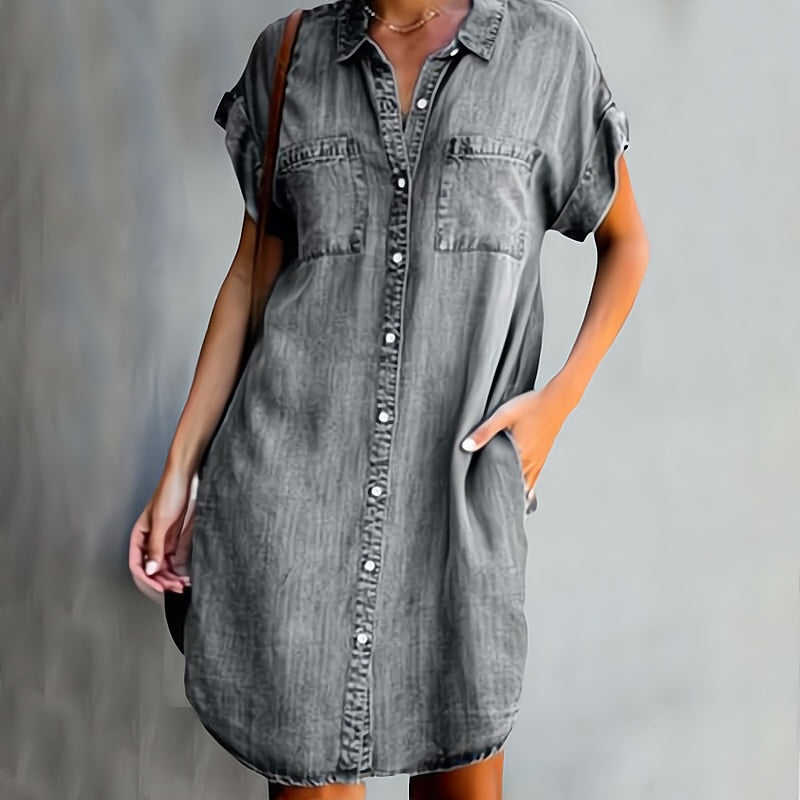 HELEN | BUTTON-UP DENIM SHIRT DRESS FOR WOMEN