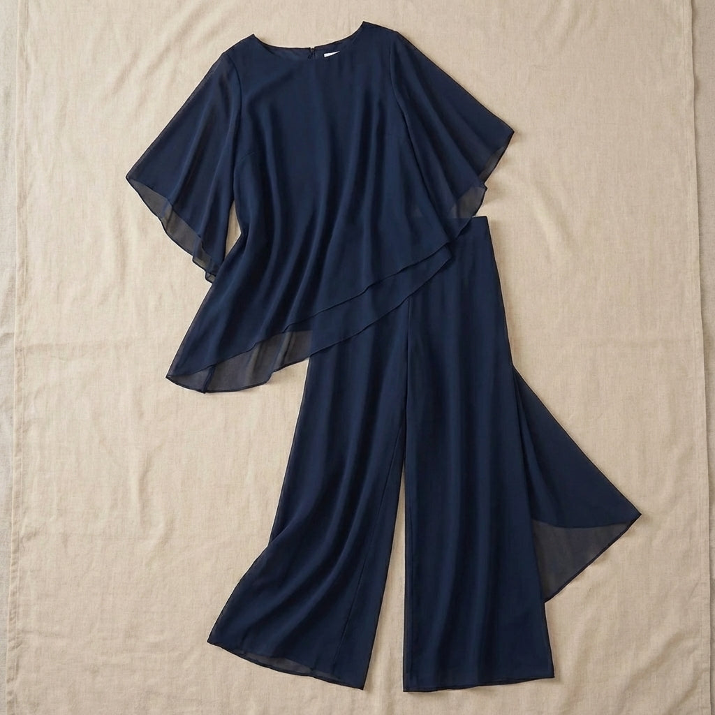 KIMMY – DRAPED TOP & PALAZZO PANTS SET
