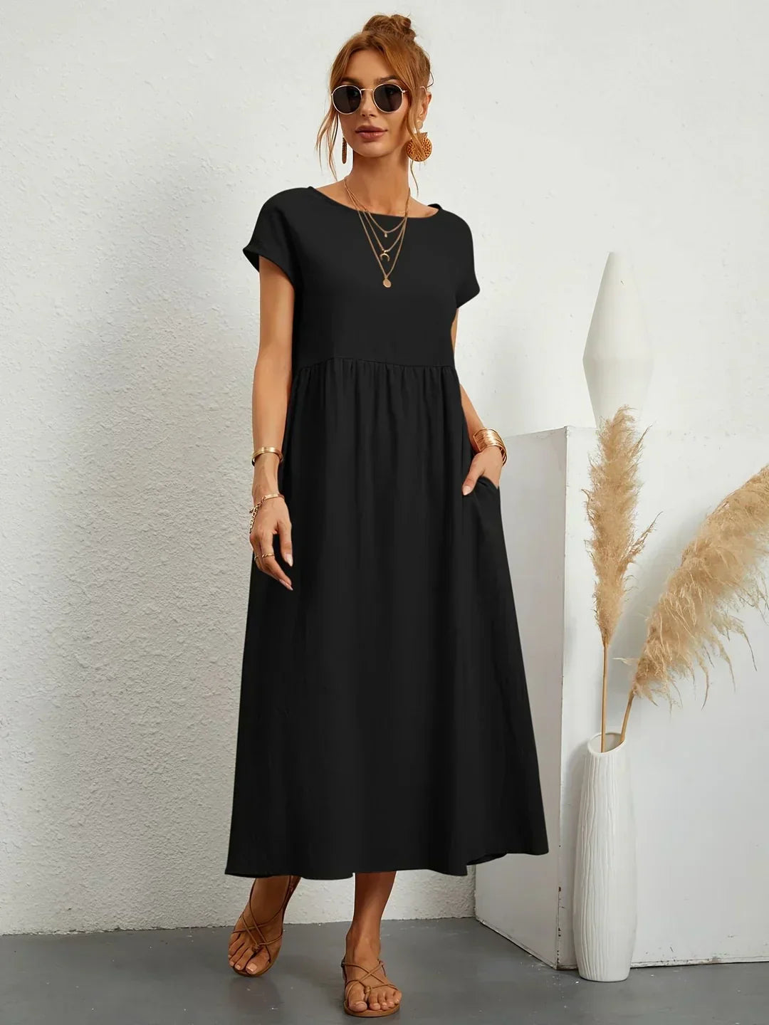 GABRIELL — TIMELESS ELEGANCE FLUID MIDI DRESS