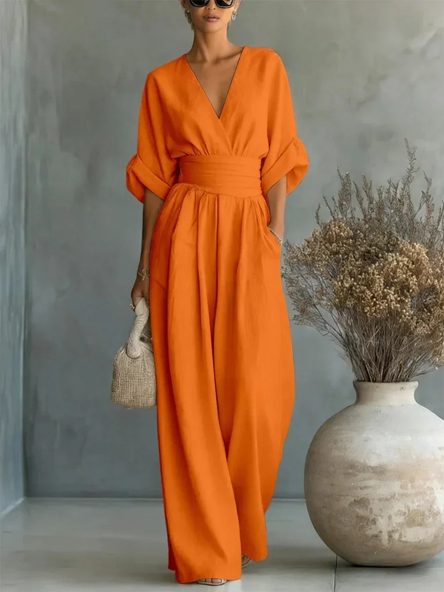 ESSENTIAL - ELEGANT V-NECK JUMPSUIT