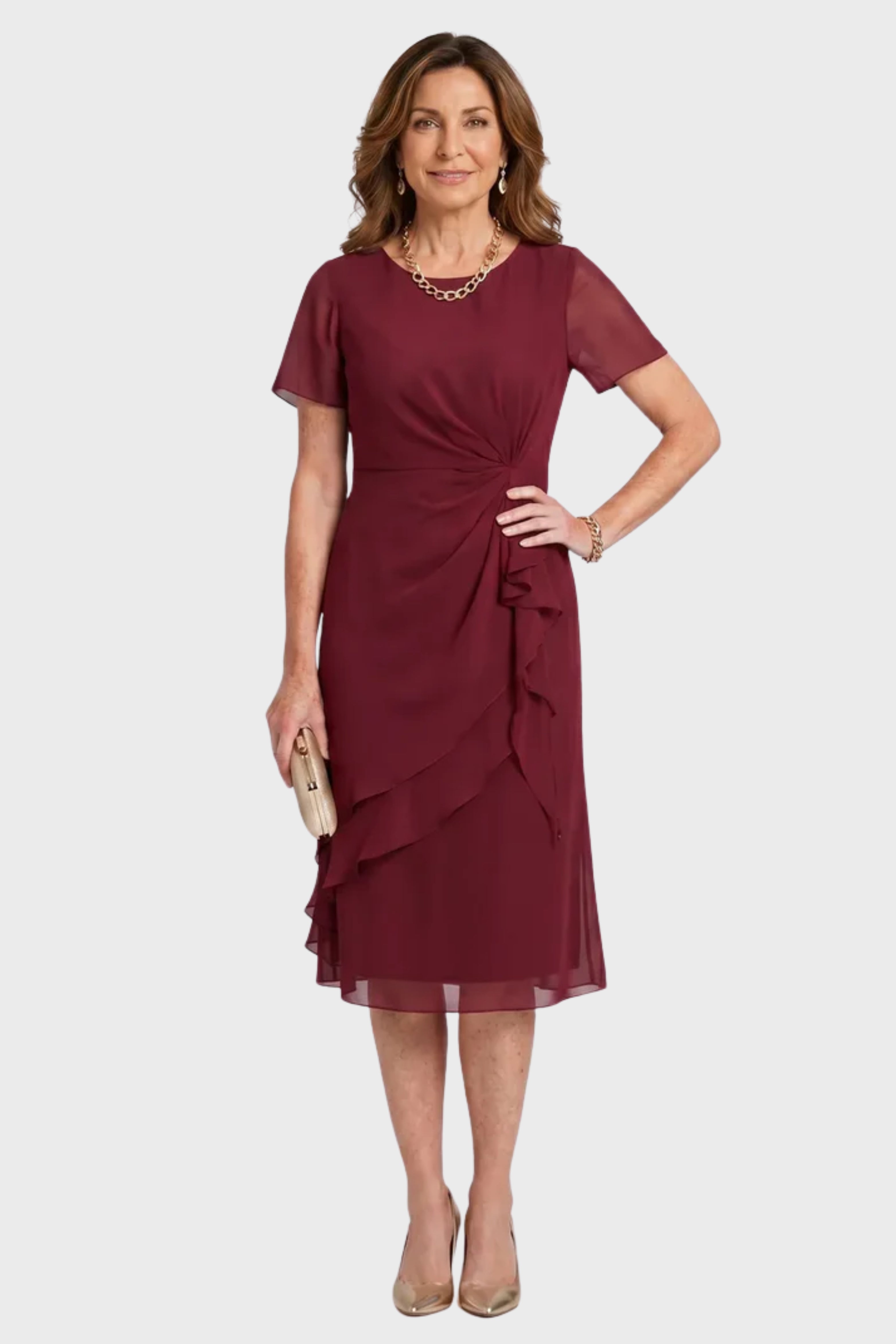 SARA | ELEGANT CHIFFON MIDI DRESS FOR WOMEN