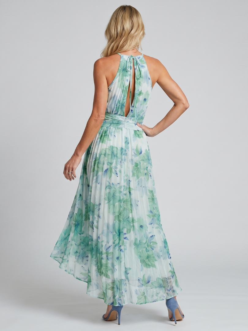 PORTIA | PLEATED HALTER MIDI DRESS FOR WOMEN
