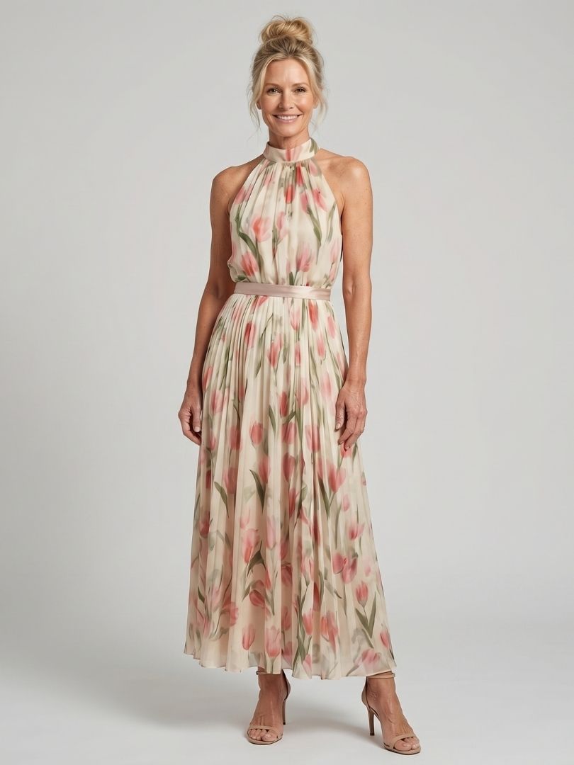 AURELLE | HALTER MIDI DRESS FOR WOMEN