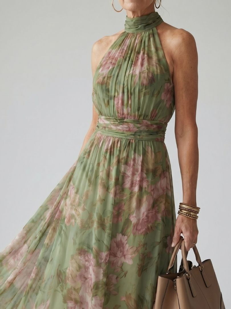 MIRELLE | RUFFLE HALTER DRESS FOR WOMEN