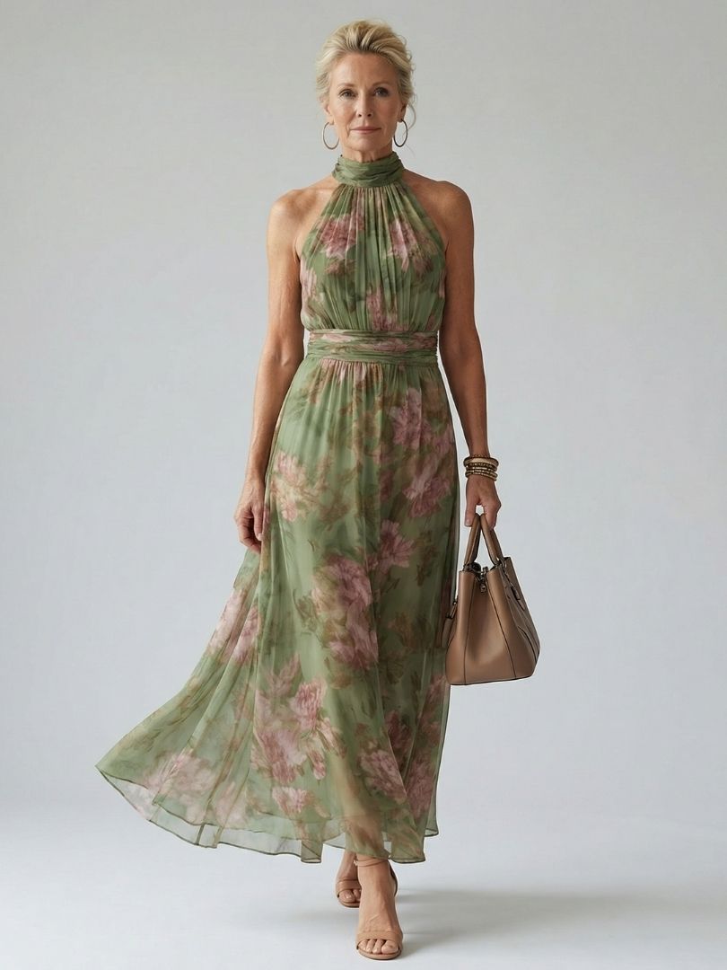 MIRELLE | RUFFLE HALTER DRESS FOR WOMEN