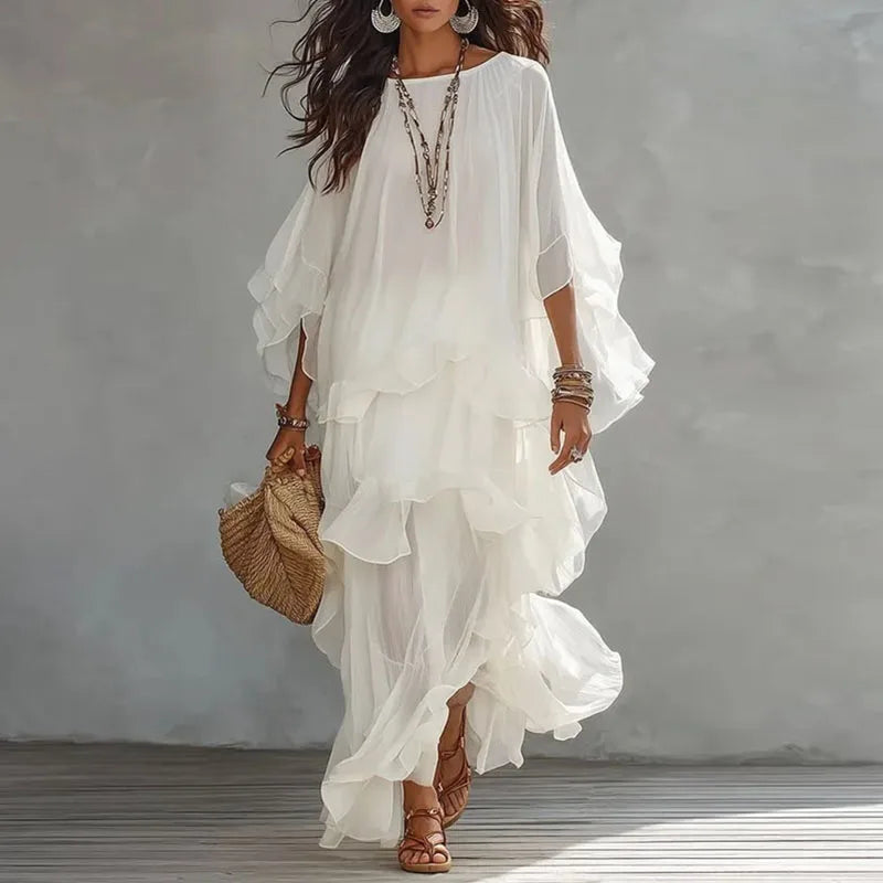 HAILEY | FLOWY RUFFLE MAXI DRESS FOR WOMEN