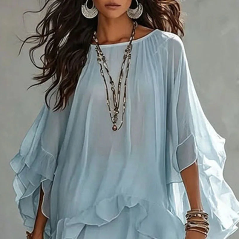 HAILEY | FLOWY RUFFLE MAXI DRESS FOR WOMEN