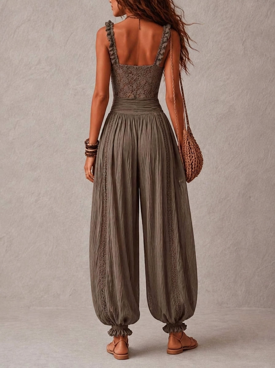 EVA | LACE TOP & FLOWING PANTS SET FOR WOMEN