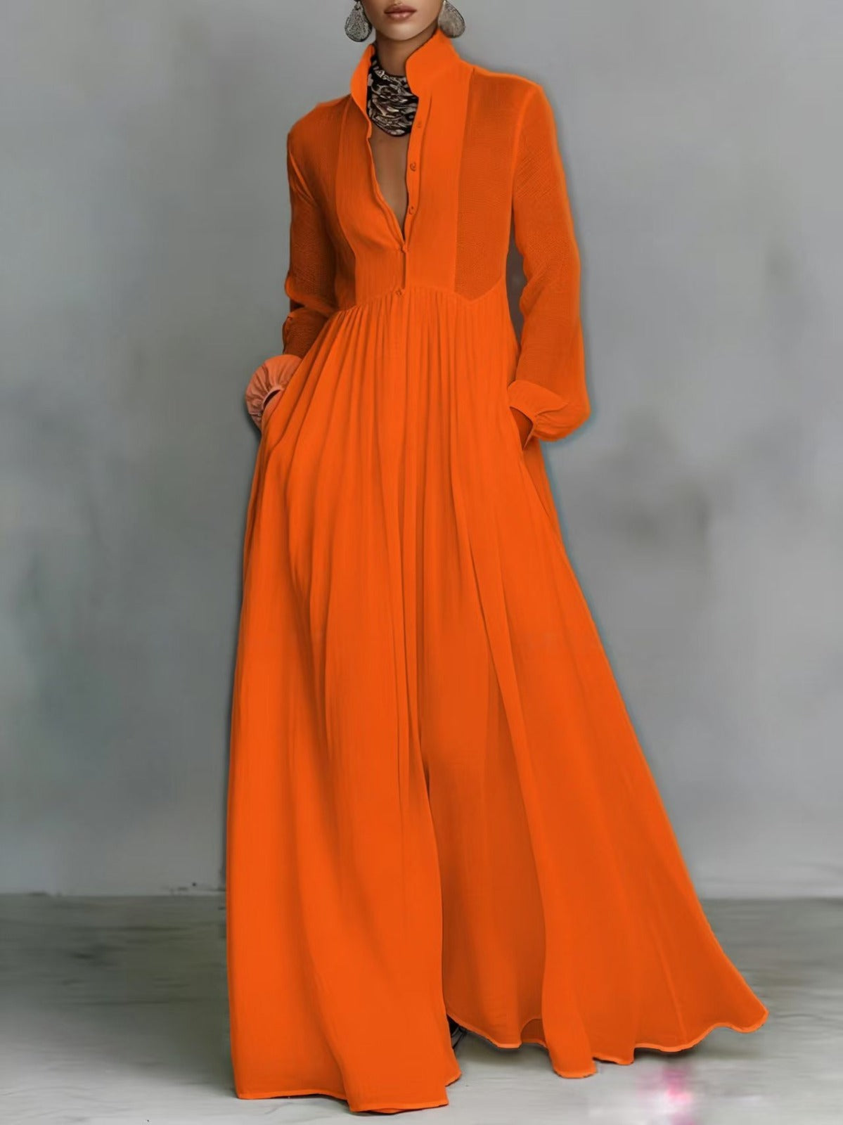SERENA - FLOWING BUTTON-FRONT MAXI DRESS