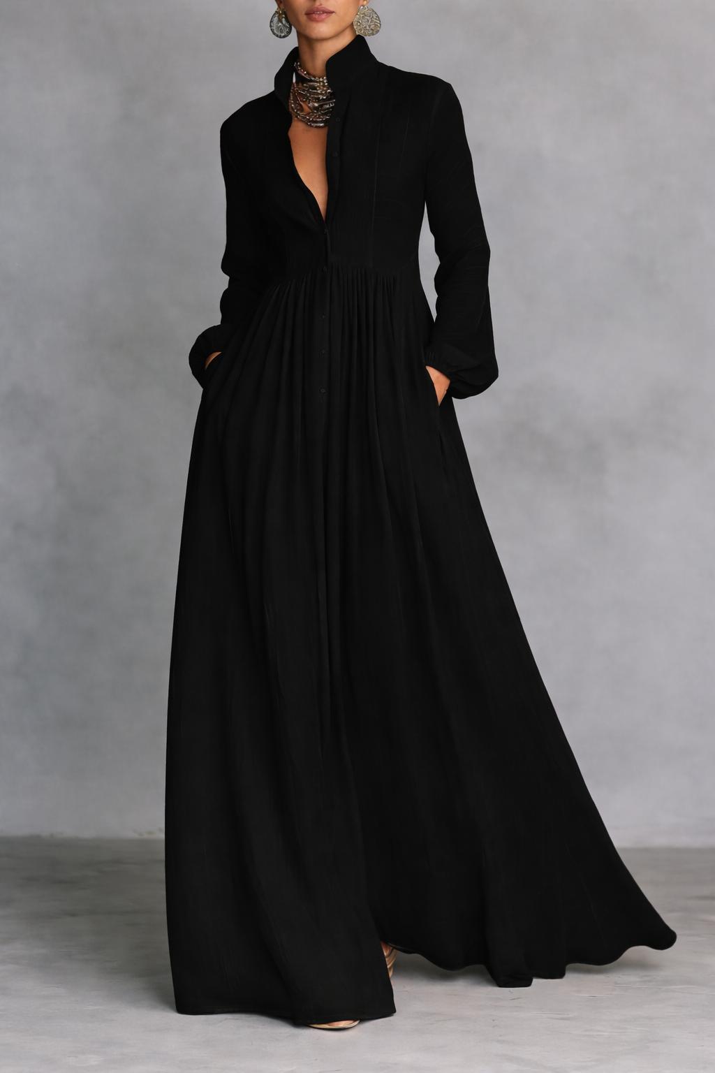 SERENA - FLOWING BUTTON-FRONT MAXI DRESS