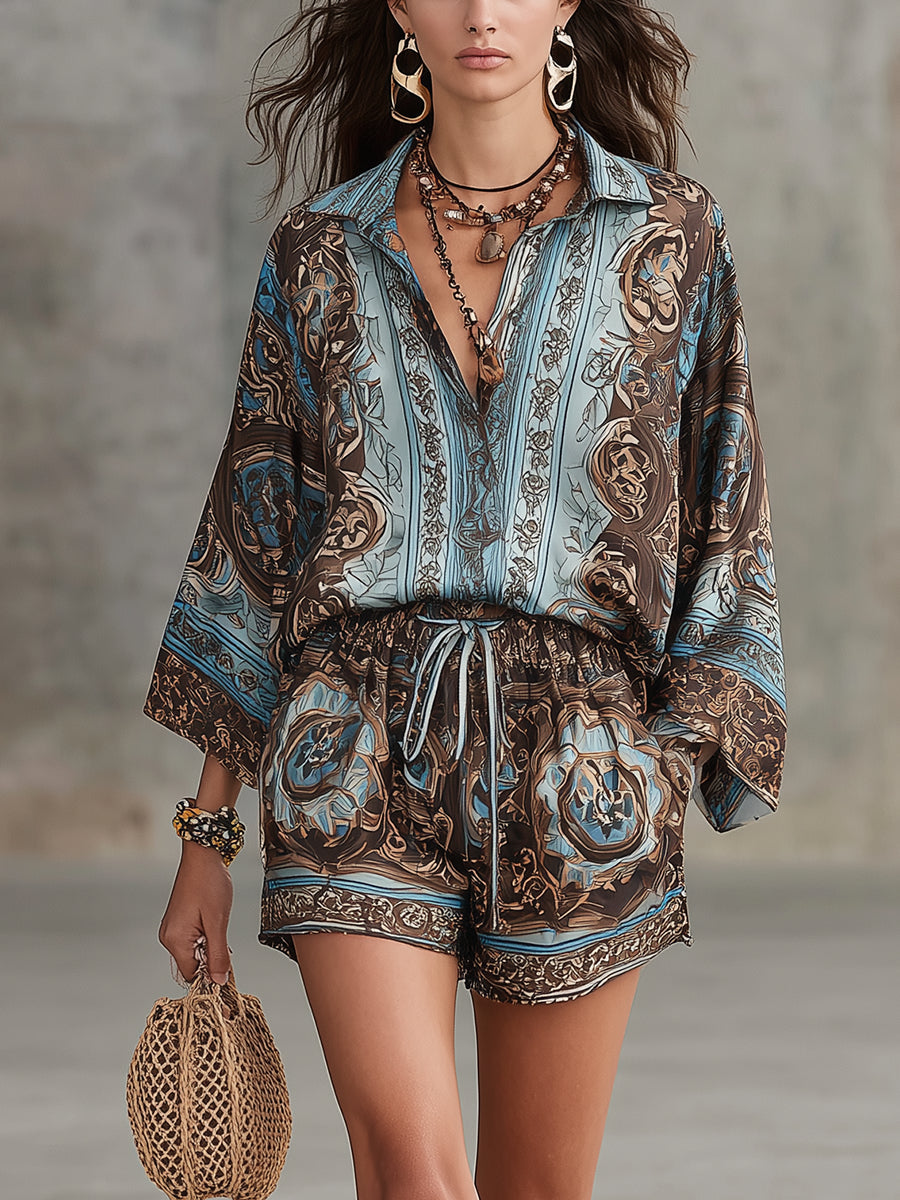 Baroque Totem Vacation Shirt and Shorts Set
