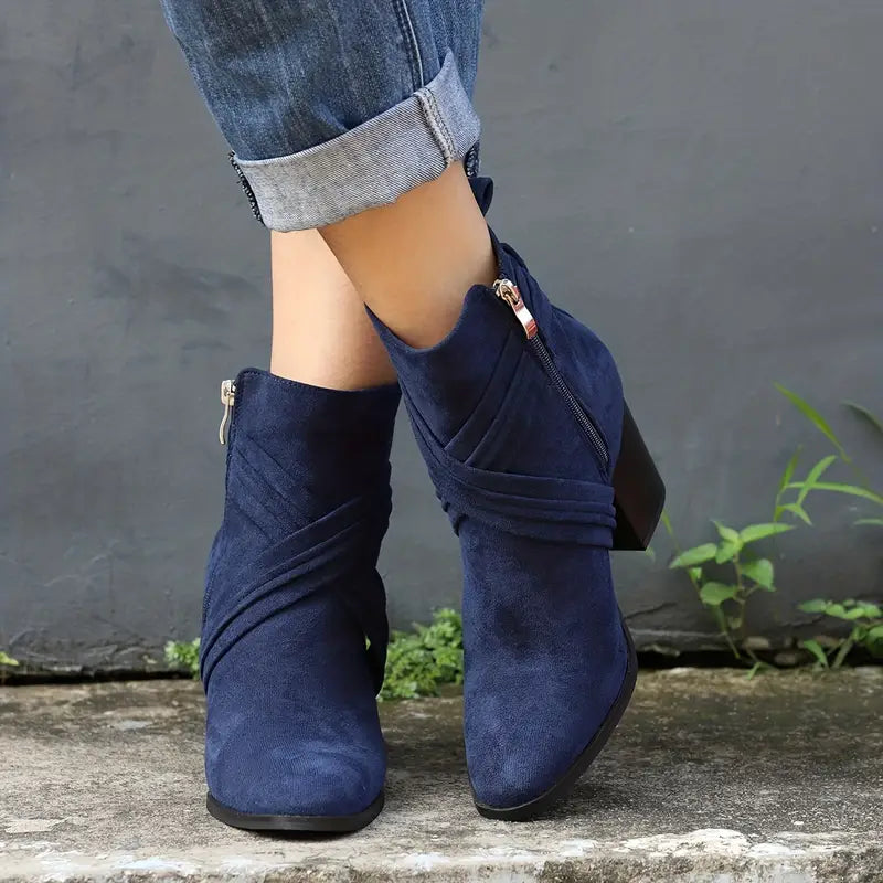 CALANTHA | SIDE ZIP CHUNKY BOOTS FOR WOMEN