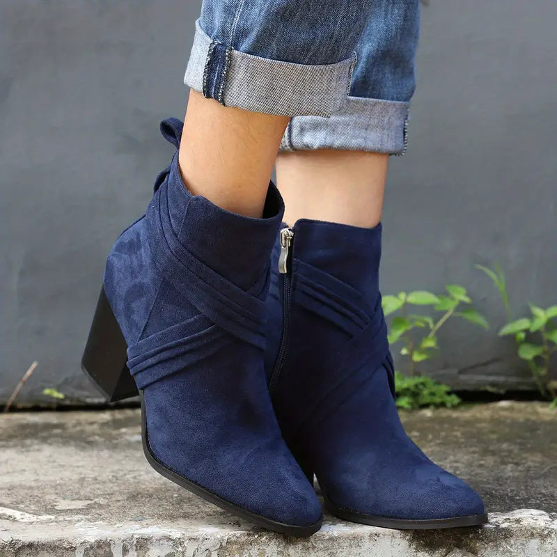 CALANTHA | SIDE ZIP CHUNKY BOOTS FOR WOMEN