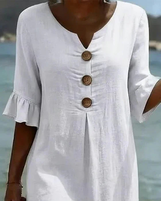 VANESA | TEXTURED LINEN DRESS FOR WOMEN