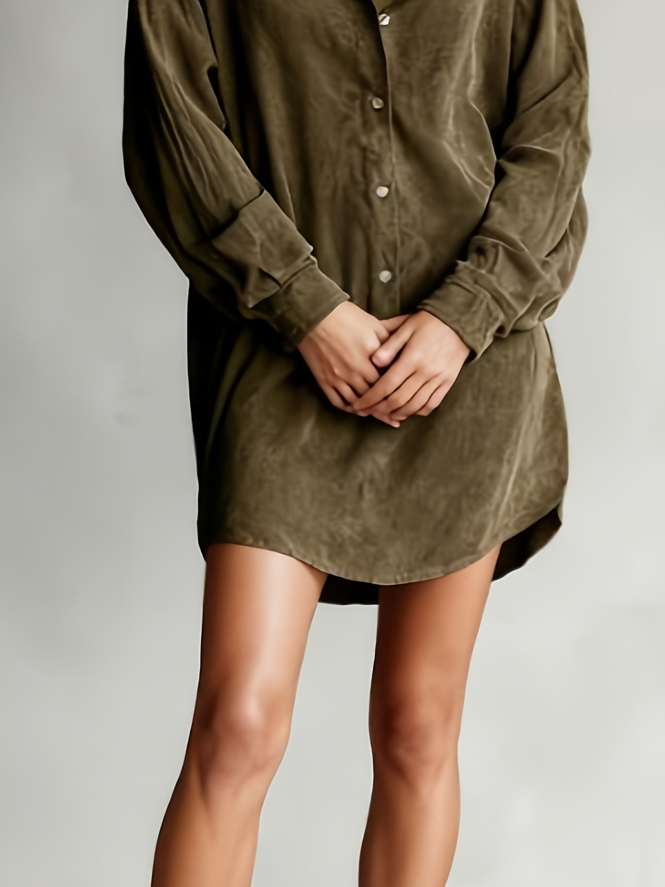 CHLOELAIN - COLLAR LONG SLEEVE MINI DRESS