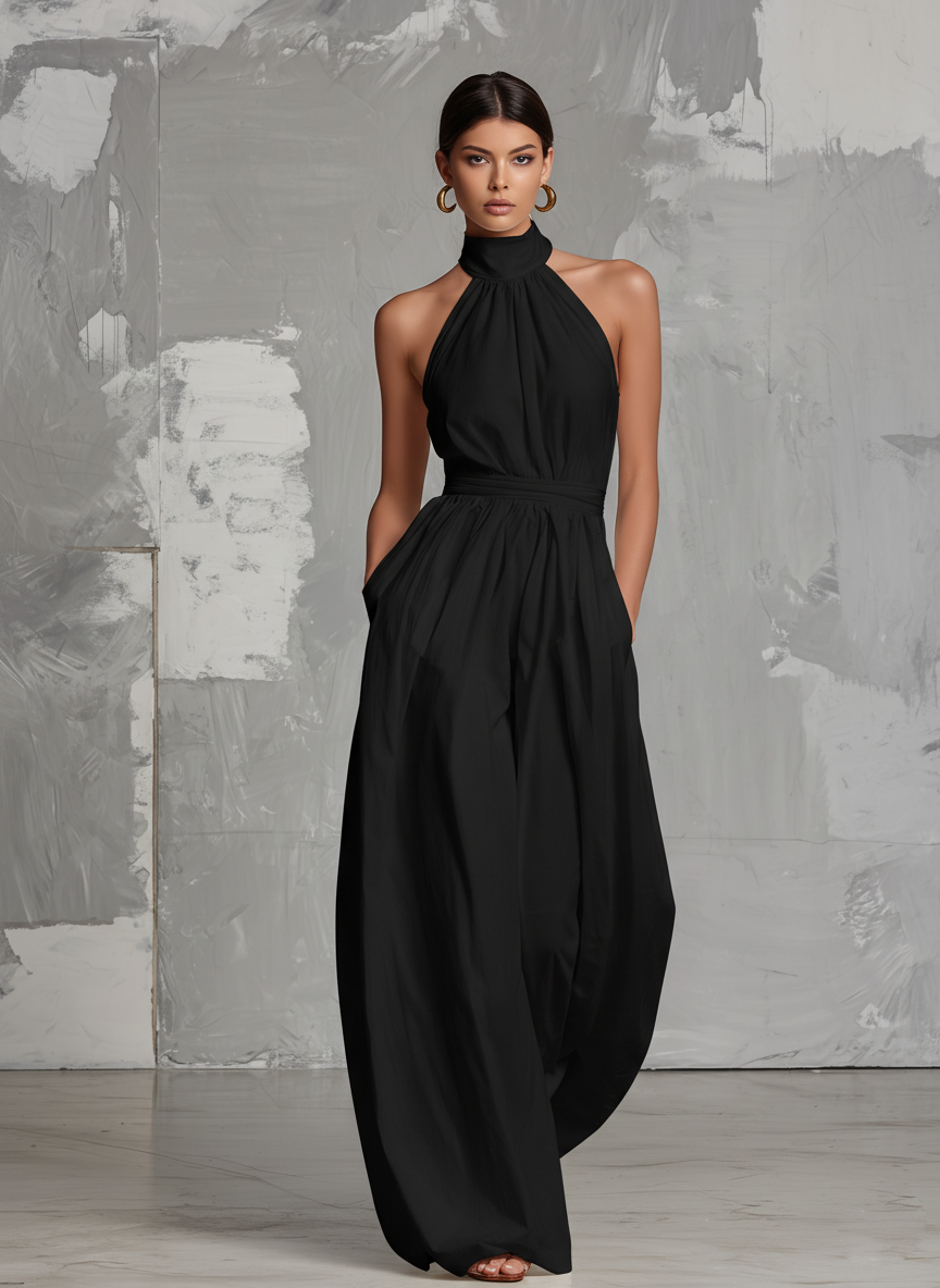 ZOLTÁN - ELEGANT WHITE HALTER JUMPSUIT