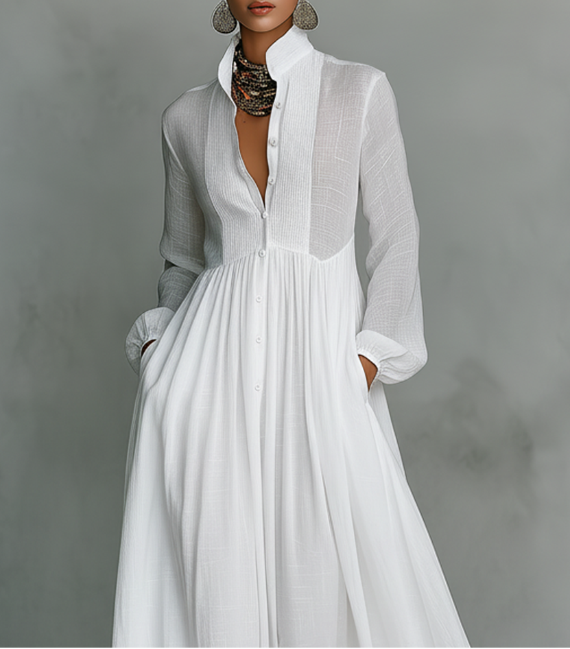 SERENA - FLOWING BUTTON-FRONT MAXI DRESS