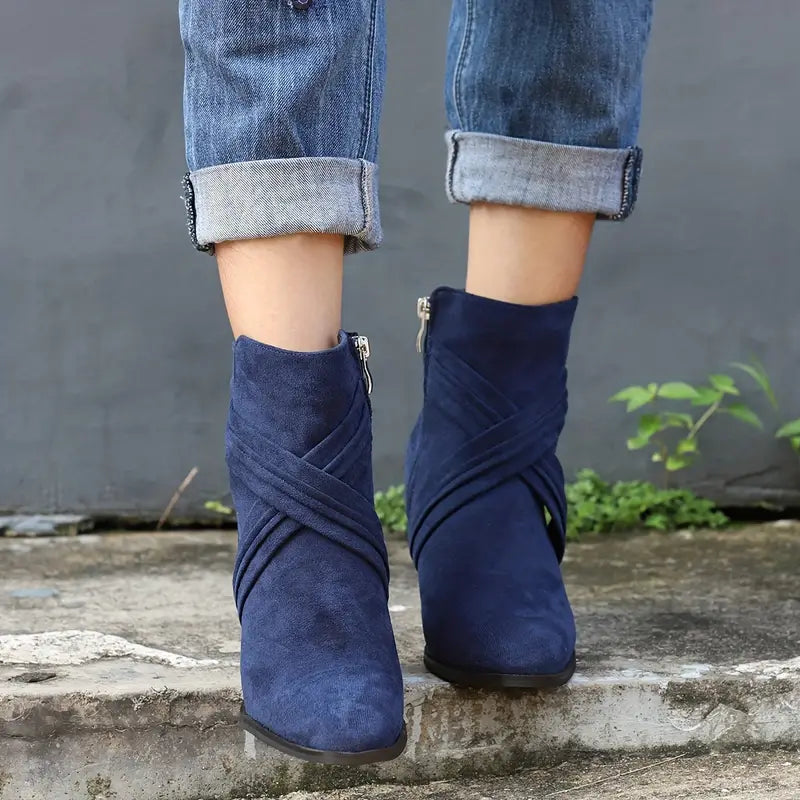 CALANTHA | SIDE ZIP CHUNKY BOOTS FOR WOMEN
