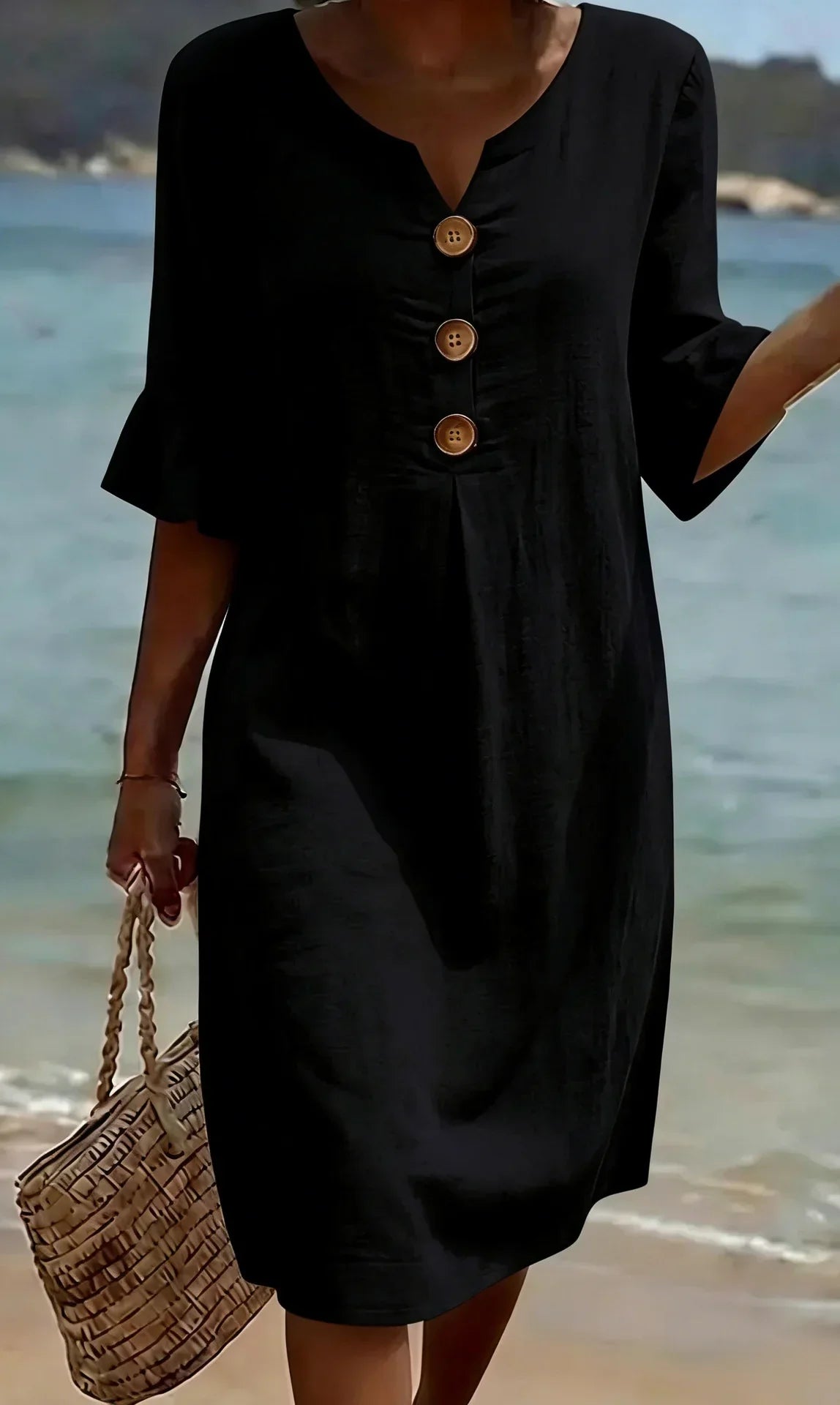 VANESA | TEXTURED LINEN DRESS FOR WOMEN
