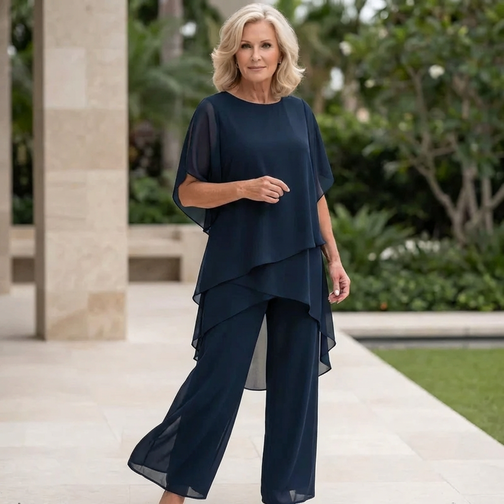 KIMMY – DRAPED TOP & PALAZZO PANTS SET