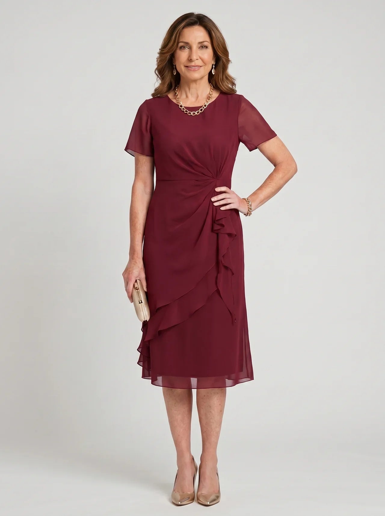 SARA | ELEGANT CHIFFON MIDI DRESS FOR WOMEN