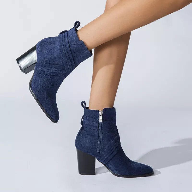 CALANTHA | SIDE ZIP CHUNKY BOOTS FOR WOMEN