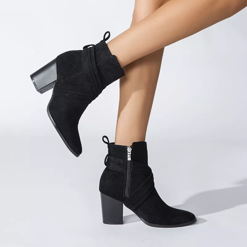 CALANTHA | SIDE ZIP CHUNKY BOOTS FOR WOMEN