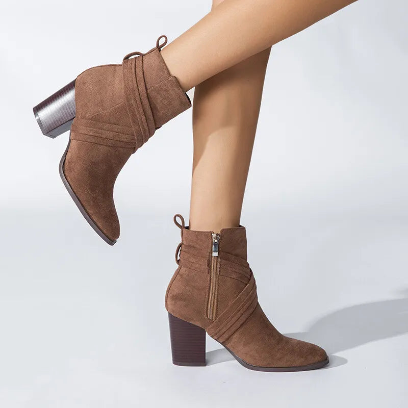 CALANTHA | SIDE ZIP CHUNKY BOOTS FOR WOMEN