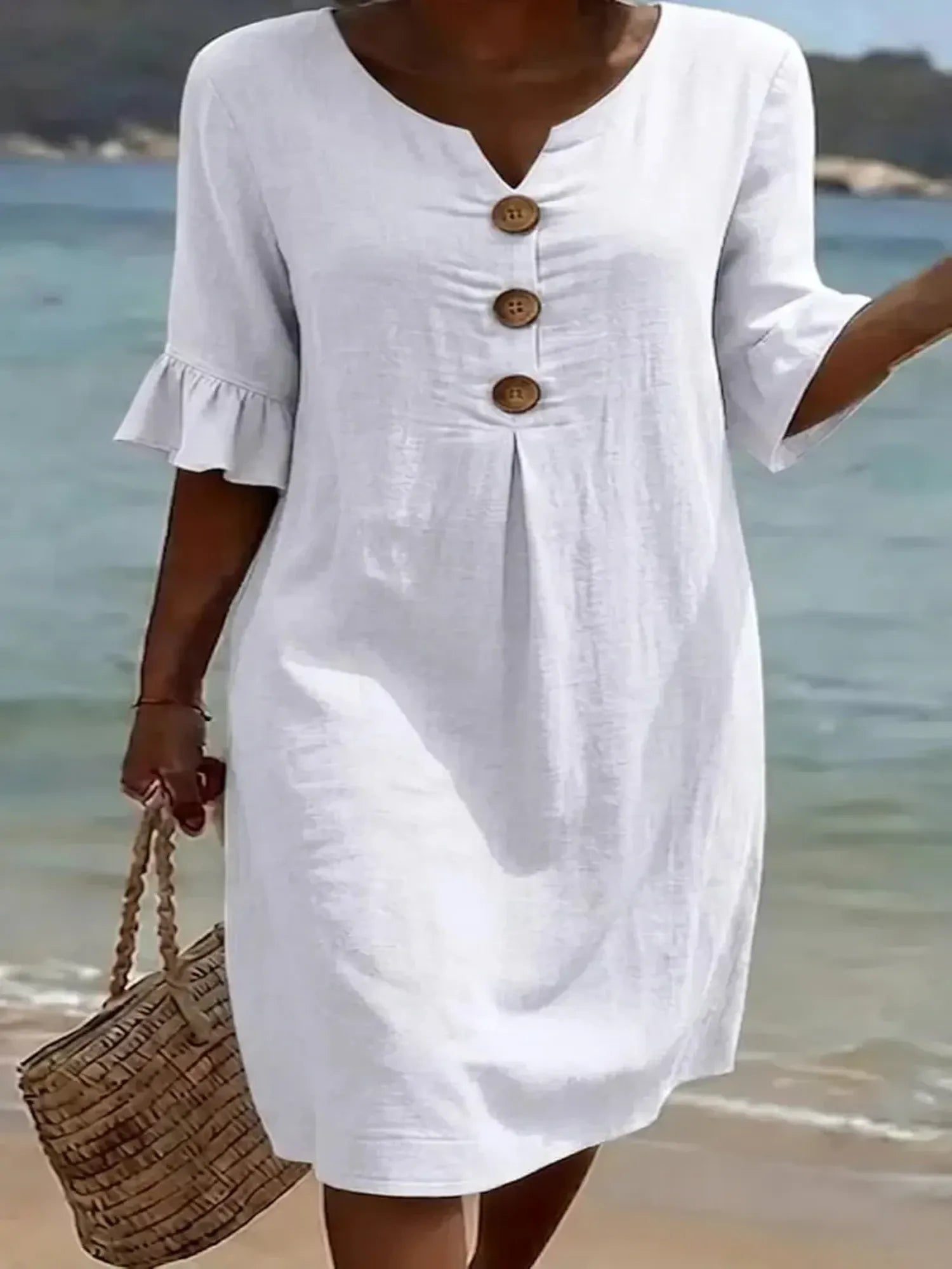 VANESA | TEXTURED LINEN DRESS FOR WOMEN